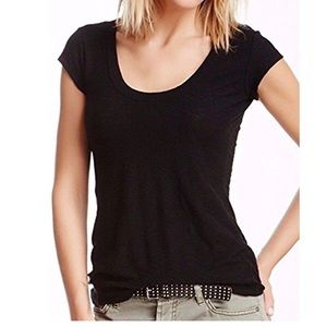 NEW James Perse Casual Sheer Cap Sleeve Tee Black